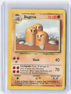 Dugtrio 19/102 Rare Base Set Unlimited Pokemon Heavily Played - Image 1