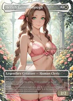 MTG FF - Aerith Gainsborough - Fanart Borderless Style - EDH / Playtest - Image 1