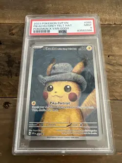 PSA 9 Pokemon Pikachu Van Gogh Promo Card 2023 #085 GREY FELT HAT - Image 1