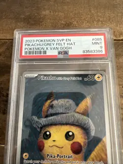 PSA 9 Pokemon Pikachu Van Gogh Promo Card 2023 #085 GREY FELT HAT - Image 2