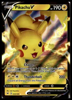 Pikachu V 043/185 SWSH04: Vivid Voltage Pokemon Card | NM - Image 1