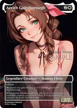 MTG FF - Aerith Gainsborough - Fanart Borderless Style - EDH / Playtest - Image 1
