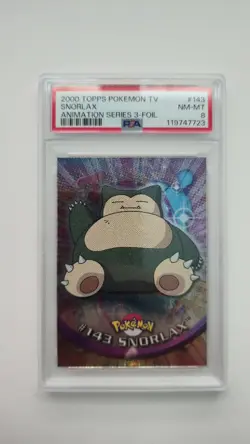 PSA 8 SNORLAX 143 TOPPS POKEMON TV ANIMATION SERIES 3 2000 FOIL - Image 1