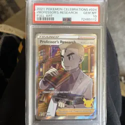 2021 POKEMON CELEBRATIONS #024 PROFESSOR'S RESEARCH FULL ART 10 GEM MT - Image 1