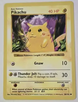 Pokemon Pikachu (Red Cheeks) 058/102 Base Set (Shadowless) - Image 1