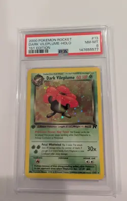 2000 Pokemon Rocket Dark Vileplume 1st Edition Holo PSA 8 - Image 1