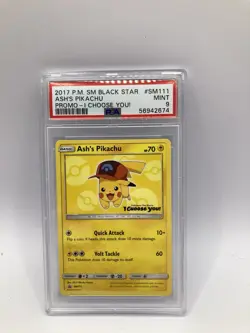 PSA 9 Ash's Pikachu SM111 Sun & Moon Black Star Promo I CHOOSE YOU! Pokemon 2017 - Image 1
