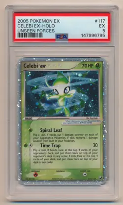 PSA 5 Pokemon EX Unseen Forces Holo Celebi EX 117/115 EX Condition!! - Image 1