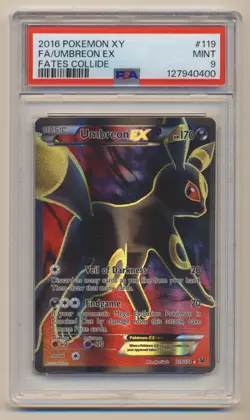PSA 9 Pokemon Fates Collide Full Art Umbreon EX 119/124 MINT Condition!! - Image 1