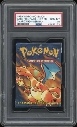 1999 Pokemon GERMAN 1st Edition Base Set Glurak-Charizard Booster Pack PSA 10 - Image 1
