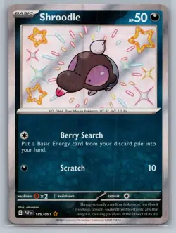 Shroodle 189/091 Shiny Rare Paldean Fates Pokemon Near Mint - Image 1