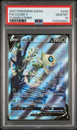 Celebi V 245/264 PSA 10 Fusion Strike Pokemon Card Game - Image 2