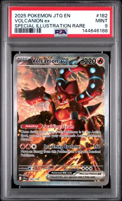 2025 Pokemon Journey Together #182 Volcanion Ex Special Illustration Rare PSA 9 - Image 1