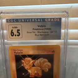 Base Set shadowless blue dot Spot error Vulpix Pokemon card CGC 6.5 Slab 68/102 - Image 2