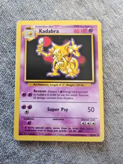 Pokemon TCG Kadabra Card Base Set Unlimited Regular Uncommon Card #32/102 LP - Image 1