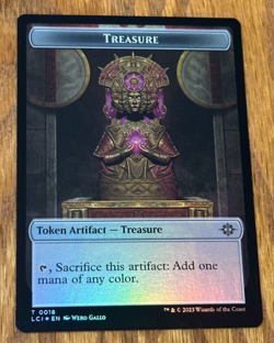 MTG Lost Caverns Of Ixalan, Dinosaur 0009 / Treasure 0018 - Token Foil - Image 2