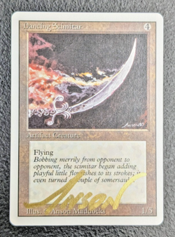 MTG REVISED Dancing Scimitar SIGNED IN GOLD BY ANSON MADDOCKS - Image 1