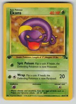 Ekans 46/62 Fossil 1st Edition Pokemon LP - Image 1