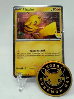 Pikachu 051 /162 Stamped 2026 Pokemon Day 30 Promo TCG With Coin- FREE SHIPPING - Image 1