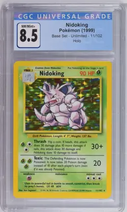 Pokemon Nidoking Base Set Unlimited Holo Rare 11/102 CGC 8.5 - Image 1