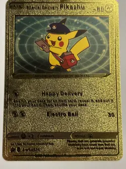 Pokemon Special Delivery Pikachu 60HP Gold Foil Fan Art Card SWSH074 - Image 1