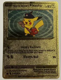 Pokemon Special Delivery Pikachu 60HP Gold Foil Fan Art Card SWSH074 - Image 2