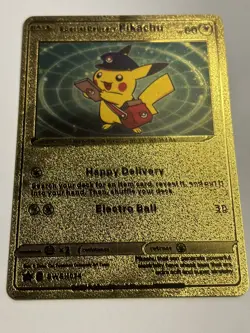 Pokemon Special Delivery Pikachu 60HP Gold Foil Fan Art Card SWSH074 - Image 3
