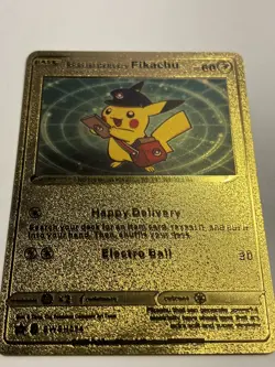 Pokemon Special Delivery Pikachu 60HP Gold Foil Fan Art Card SWSH074 - Image 4