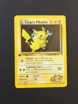 Pokemon TCG Lt. Surge's Pikachu 1st Edition Gym Heroes Non-Holo Regular - Image 1