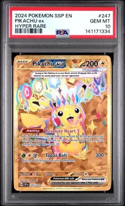 Pokemon Pikachu ex Surging Sparks Hyper Rare #247 PSA 10 Gem Mint - Image 1