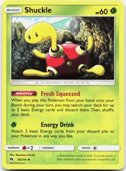 Shuckle Uncommon Lost Thunder 16/214 LP Pokemon - Image 1