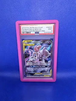 PSA 9 MINT Mewtwo & Mew GX SM191 Tag Team Black Star Promo 2019 Pokemon Card - Image 1