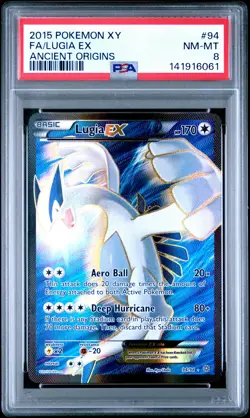 2015 POKEMON XY ANCIENT ORIGINS #94 FULL ART/LUGIA EX PSA 8 - Image 1