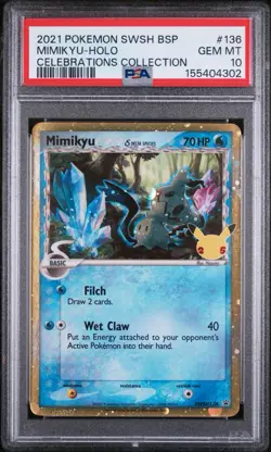 2021 POKEMON SWSH BLACK STAR PROMO 136 MIMIKYU CELEBRATIONS COLLECTION PSA 10 - Image 1