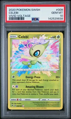 2020 POKEMON SWORD & SHIELD VIVID VOLTAGE #009 CELEBI PSA 10 - Image 1