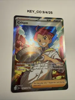 Pokemon TCG Trainer Crispin 164/142 Stellar Crown Ultra Rare Holo Card - Image 1