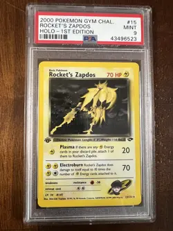 Pokemon Rocket's Zapdos Gym Challenge 1st Edition Holo Rare #15 PSA 9 Mint - Image 1