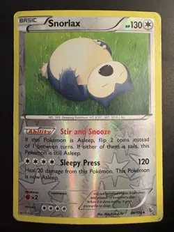 Snorlax 80/106 XY Flashfire Rare Reverse Holo Pokemon TCG Damaged - Image 1