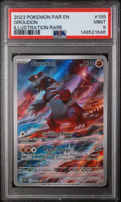 2023 POKEMON PAR EN-PARADOX RIFT ILLUSTRATION RARE #199 GROUDON PSA 9 - Image 1