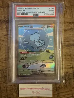 Pokemon 2024 Mew ex 232/091 Special Illustration Rare Paldean Fates PSA 9 - Image 1