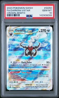 2023 POKEMON SWORD & SHIELD CROWN ZENITH #GG50 FULL ART/DARKRAI VSTAR PSA 10 - Image 1
