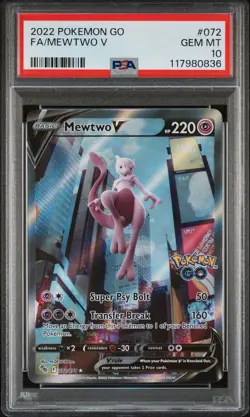 2022 POKEMON GO #072 FULL ART/MEWTWO V PSA 10 - Image 1