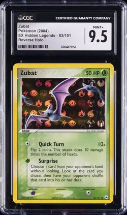 2004 POKEMON EX HIDDEN LEGENDS, REVERSE HOLO #83/101 ZUBAT CGC 9.5 - Image 1