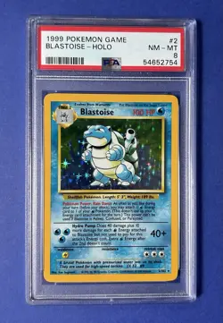 1999 Pokemon Game Blastoise Holo #2 PSA 8 NM-MT - Image 1