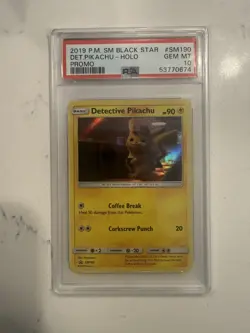 2019 Pokemon SM Black Star Promo # SM190 Detective Pikachu Holo PSA 10 - Image 1