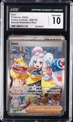 2023 POKEMON PALDEA EVOLVED SPECIAL ILLUSTRATION RARE #269 IONO CGC 10 GEM MINT - Image 1