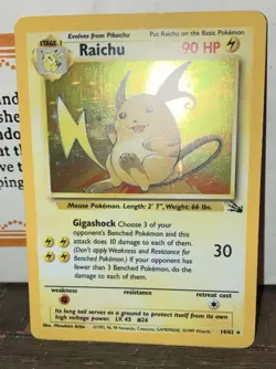 1999 Pokemon Fossil Raichu Holo 14/62 Rare Vintage WOTC LP/NM - Image 2