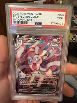2021 Pokemon Evolving Skies Sylveon VMAX #075, graded PSA 9 Mint. - Image 1
