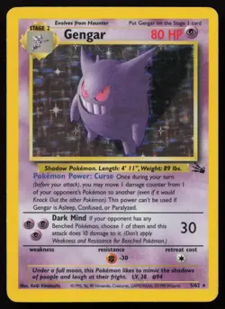 Gengar 5/62 Unlimited Holo Rare Fossil Pokemon English LP - Image 1