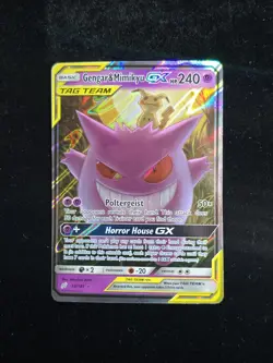 Gengar & Mimikyu GX TAG TEAM Ultra Rare Holo 53/181 Team Up Pokemon TCG LP-NM - Image 1